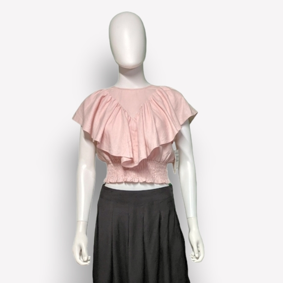 Nordstrom Open Edit Crop Ruffled Top, XS - Picture 5 of 9